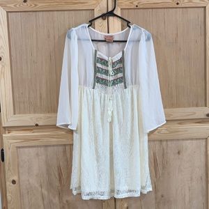 Flying Tomato preppy boho tribal sheer lace dress size S